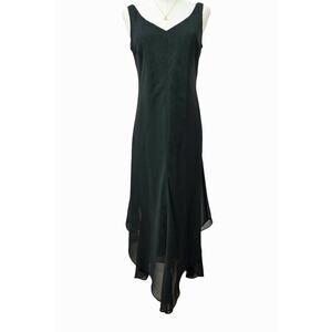 Vtg Y2K Whimsigoth Dark Fairy Semi-sheer Black Beaded Handkerchief Hem Dress 4